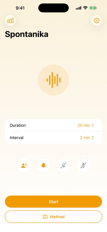 Session setup screen