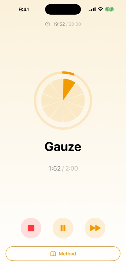 A session in progress: the word and both timers